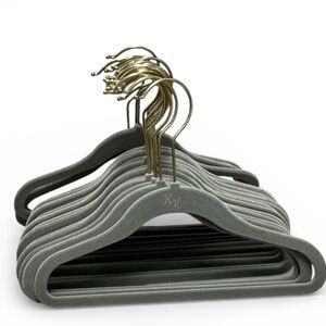 Gray Velvet Kids Hangers with Gold Hook set of 20